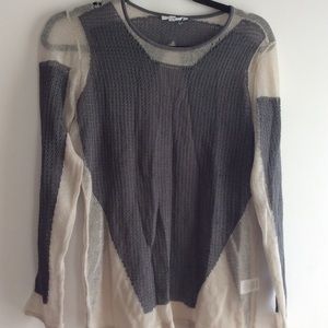 Helmet Lang gray and cream knit light sweater
